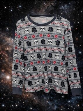 Star Wars Grey Stormtrooper & Darth Vader Print Long Sleeve Pajama Top